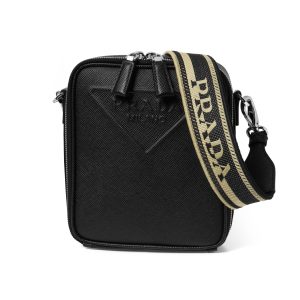 1 Prada Calfskin Leather Black Shoulder Bag