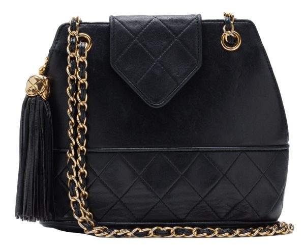 1 Chanel Matelasse Double Chain Shoulder Lambskin Black Mini Shoulder Bag