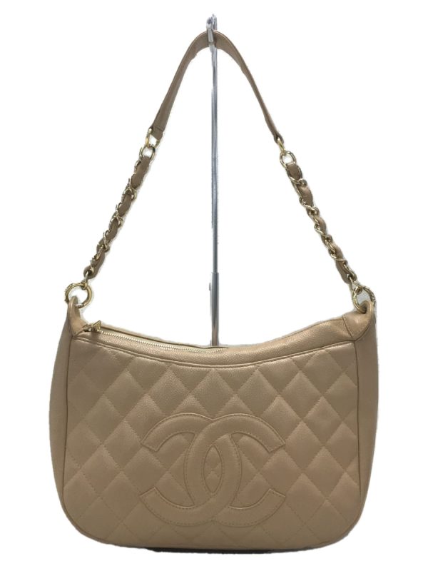 1 Chanel Chain Shoulder Leather Beige Shoulder Bag