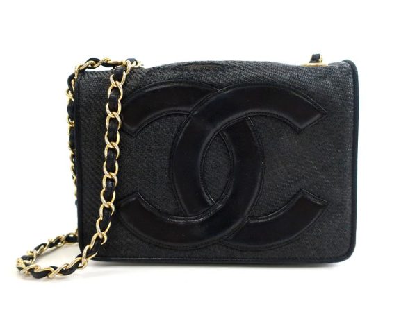 1 Chanel Piping Chain Shoulder Leather Navy Shoulder Bag