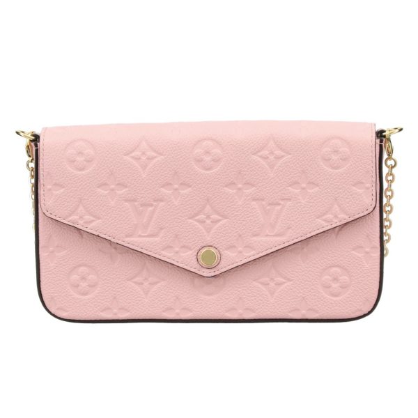 1 Louis Vuitton Pochette Felicie GM Chain Monogram Emplant Leather Shoulder Bag Pink