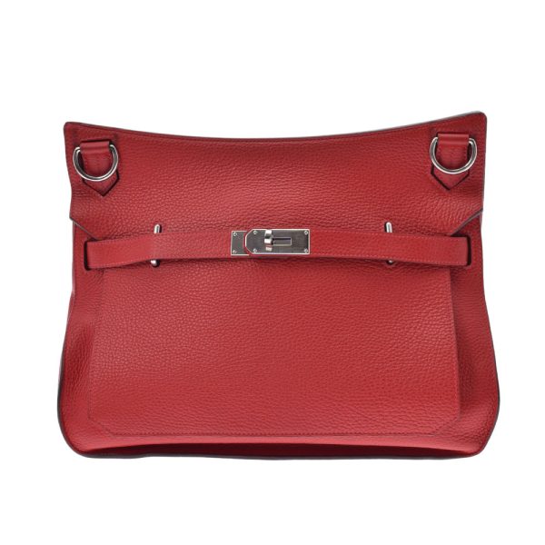 1 Hermes Gipsière Taurillon Clemence Red Silver Shoulder Bag