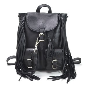1 Saint Laurent Festival Fringe Backpack Leather Black Silver Hardware Shoulder Bag