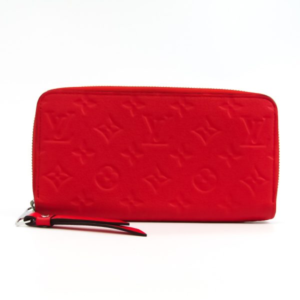 1 Louis Vuitton Monogram Emplant Zippy Wallet Red