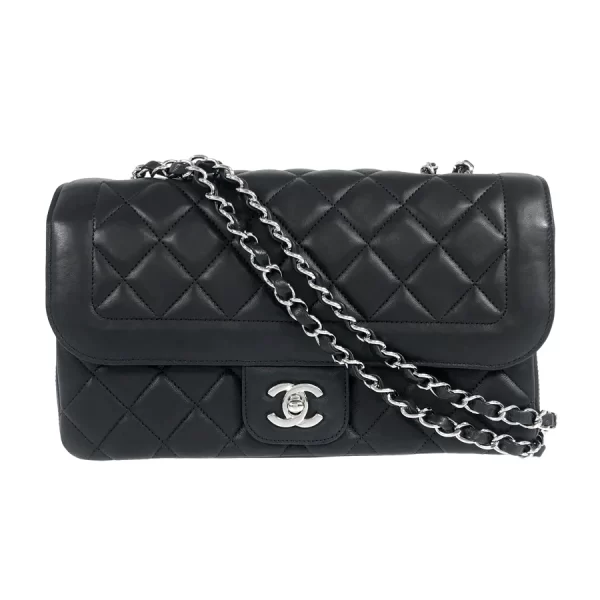 1 Chanel Matrasse W Chain Shoulder Lambskin Black Shoulder Bag