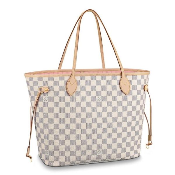 1 Louis Vuitton Hardware Gold Neverfull Damier Azur Canvas Leather MM Tote