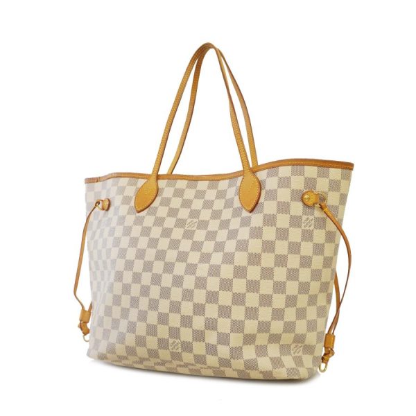 1 Louis Vuitton Neverfull Damier Azur MM Shoulder Bag