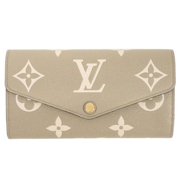 1 Louis Vuitton Portefeuille Sarah NM Bicolor Monogram Empreinte Leather Creme Beige NM Wallet Handbag