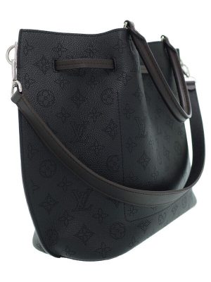 1 Louis Vuitton Girolatta Mahina Leather Shoulder Bag Black