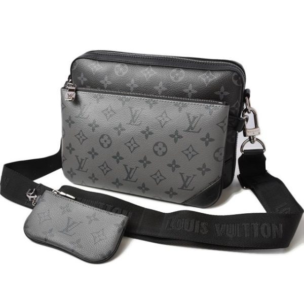 1 Louis Vuitton Trio Messenger Monogram Black Gray Eclipse Reverse canvas Shoulder Bag