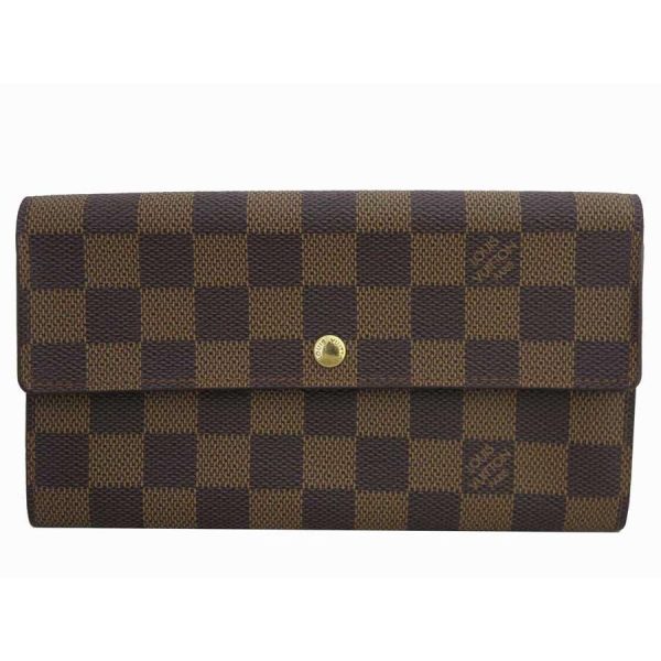 1 Louis Vuitton Portefeuille Sarah Hardware Gold Damier Canvas Brown Wallet Handbag