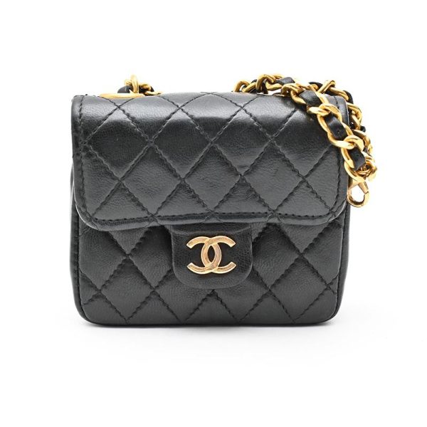 1 Chanel Matelasse Mini Chain Belt Leather Black Waist Bag