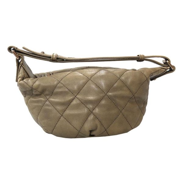 1 Chanel Metal Fittings Wild Stitch Leather Beige Handbag