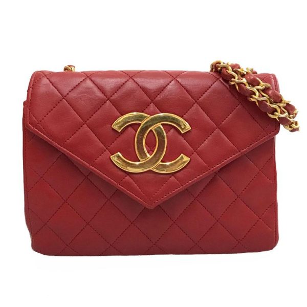 1 Chanel Matelasse Deca Coco Turn Lock Chain Leather Red Shoulder Bag