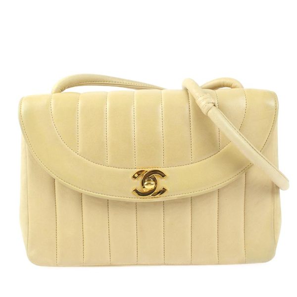 1 Chanel Mademoiselle Coco Mark Leather Beige Shoulder Bag