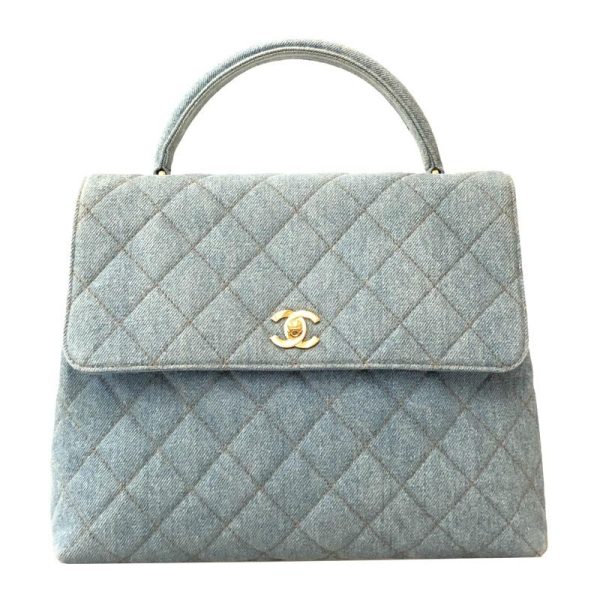 1 Chanel Matelasse Turn Lock Denim Blue Handbag