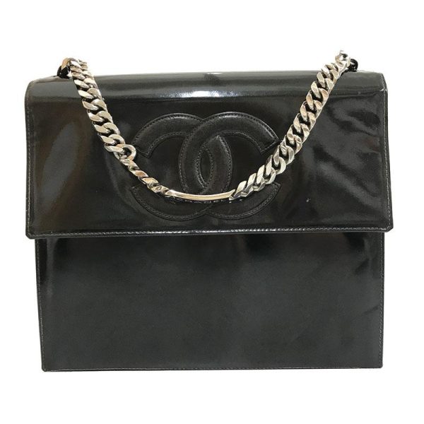 1 Chanel Metal Fittings Deca Coco Chain Black Semi Shoulder Bag