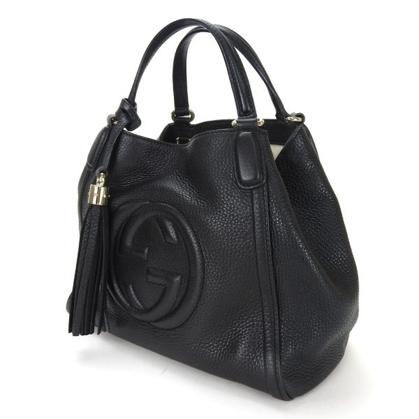 1 Gucci Diagonal Hanging Soho Interlocking Double GG Tote Black