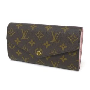 1 Louis Vuitton Cloth Bag Portefeuille Sarah Monogram Rose Ballerine Long Wallet Handbag