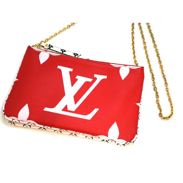 1 Louis Vuitton Pochette Double Zip Pouch Giant Monogram Red Shoulder Bag