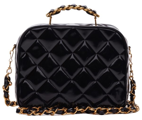 1 Chanel Matelasse Chain Shoulder Enamel Black Shoulder Bag