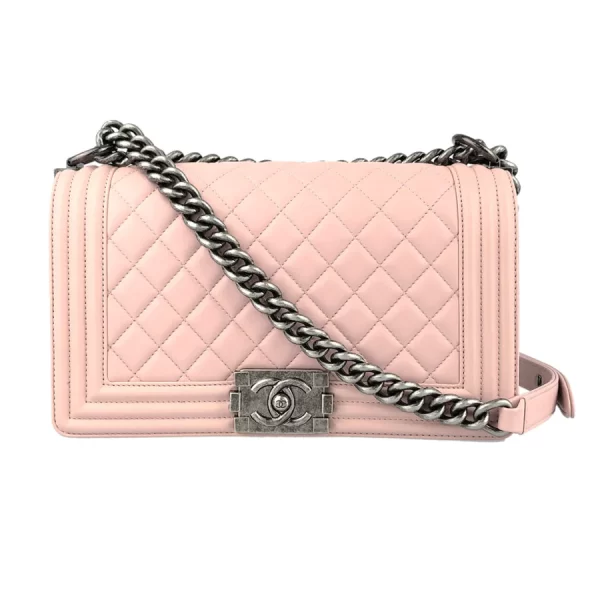 1 Chanel Chain Shoulder Bag Lambskin Pink