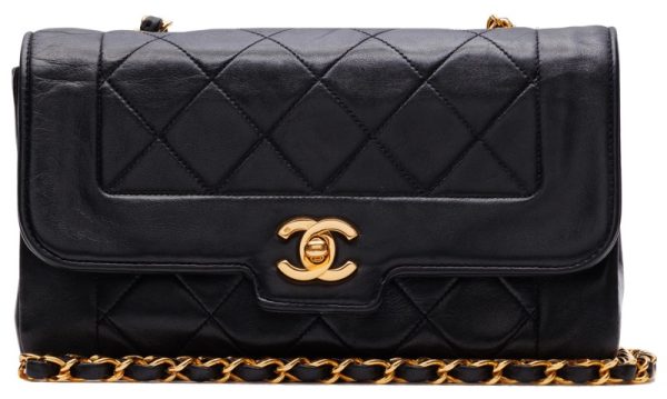 1 Chanel Matelasse Chain Shoulder Lambskin Black Gold Metal Fittings