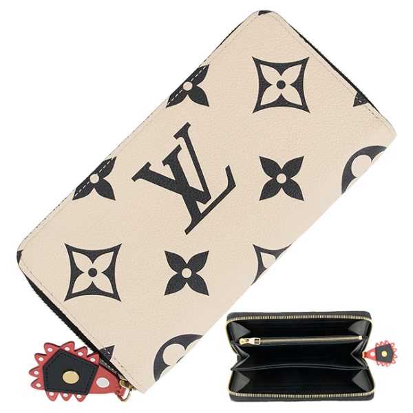 1 Louis Vuitton Zippy Wallet Monogram Implant Leather White Beige Noir Black Wallet