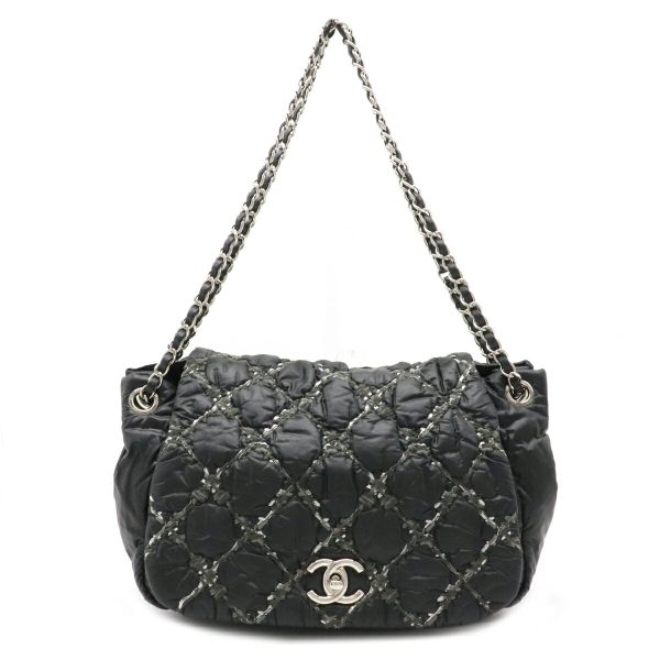 1 Chanel Chain Shoulder Bag Nylon Dark Gray Silver