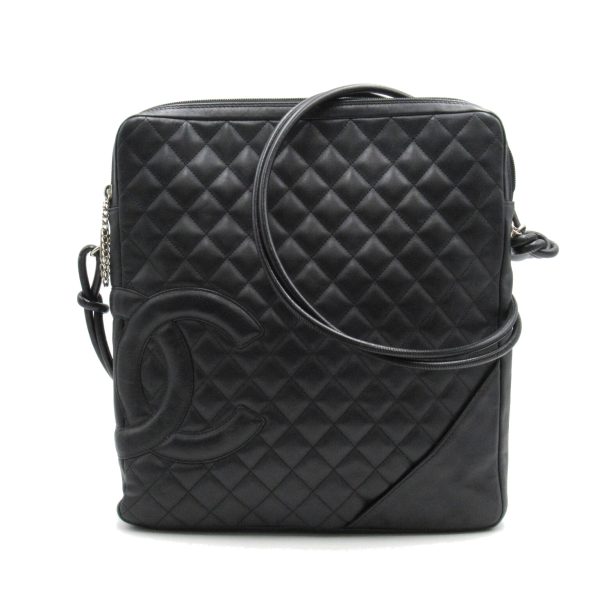 1 Chanel Cambon Line Shoulder Bag Calf Black