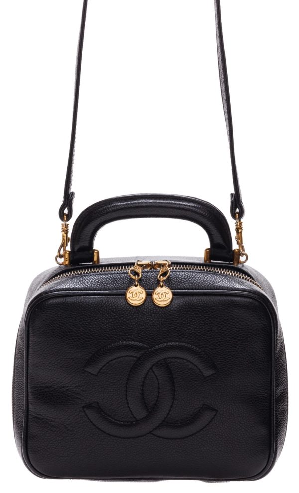 1 Chanel Chain Shoulder Caviar Skin Black Vanity Shoulder Bag