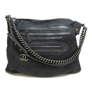 1 Chanel Chain Shoulder Bag Calf Black