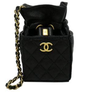 1 Chanel Drawstring Matelasse Lambskin Chain Shoulder Black