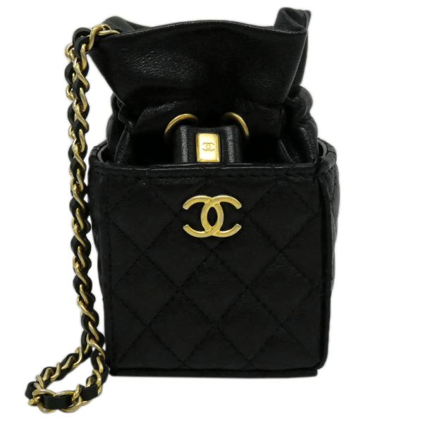 1 Chanel Drawstring Matelasse Lambskin Chain Shoulder Black