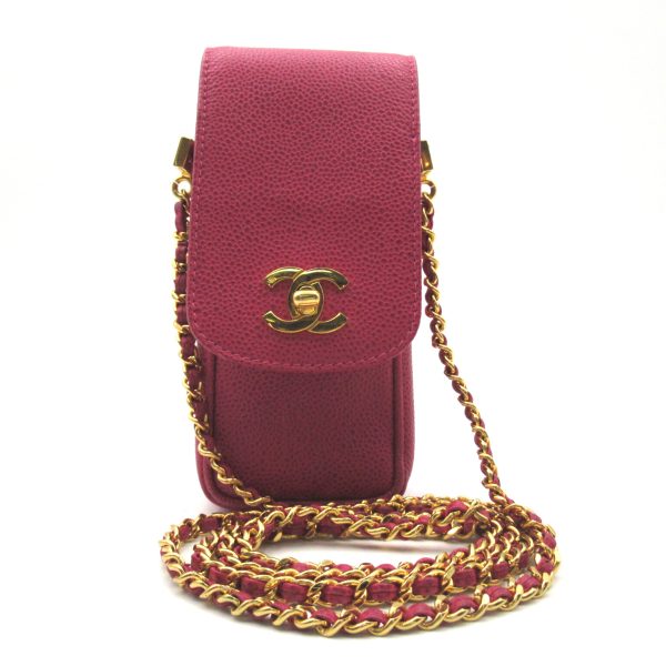 1 Chanel Chain Pochette Shoulder Bag Caviar Skin Grained Calf Pink