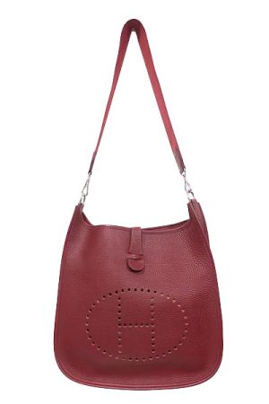 1 Hermes Bag Evelyn PM Shoulder Bag Taurillon Clemence Silver Red