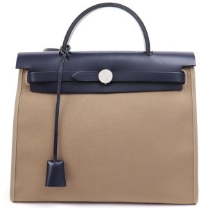 1 Hermes Yale Bag Zip PM Tote Bag Navy 2WAY Shoulder Bag Handbag