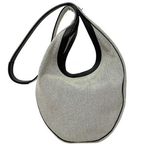 1 Hermes Shoulder Bag MM Gray Black One Shoulder Bag Canvas Leather