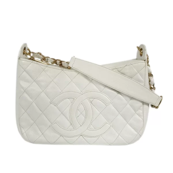 1 Chanel Hardware Gold Chain Caviar Skin White Shoulder Bag