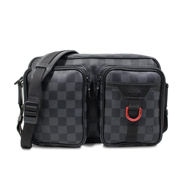 1 Louis Vuitton Utility Messenger Bag Damier Graphite Black LV Shoulder Bag