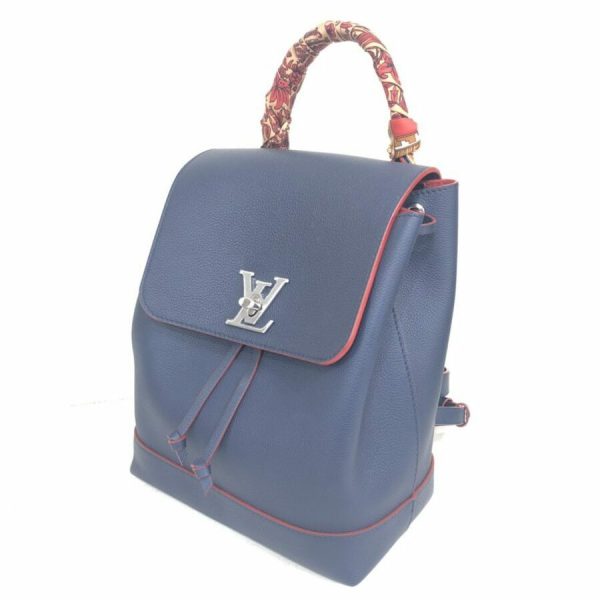 1 Louis Vuitton Lock Me Backpack Rucksack Leather Navy Silver Metal BB Shoulder Bag