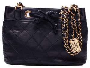 1 Chanel Matelasse Chain Shoulder Lambskin Bicolore Black Mini