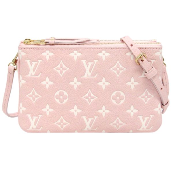 1 Louis Vuitton Bag Monogram Implant Pochette Double Zip Rose Candy Pink Shoulder Pouch Clutch