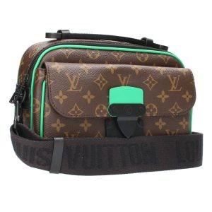 1 Louis Vuitton Messenger Monogram Leather Brown Green Shoulder Bag