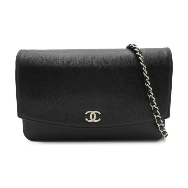 1 Chanel Caviar Skin Chain Shoulder Black Shoulder Bag