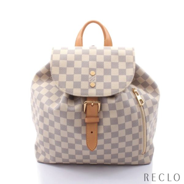 1 Louis Vuitton Damier Azur Backpack Rucksack PVC Leather White