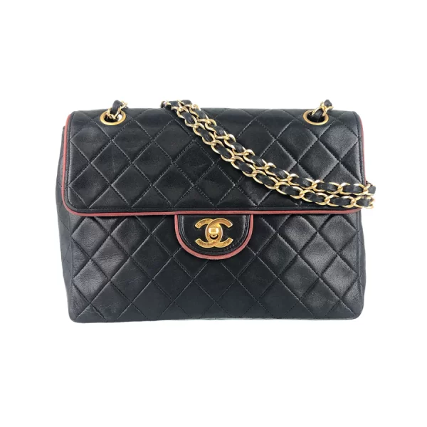 1 Chanel Hardware Matrasse Gold Chain Lambskin Black Crossbody Bag