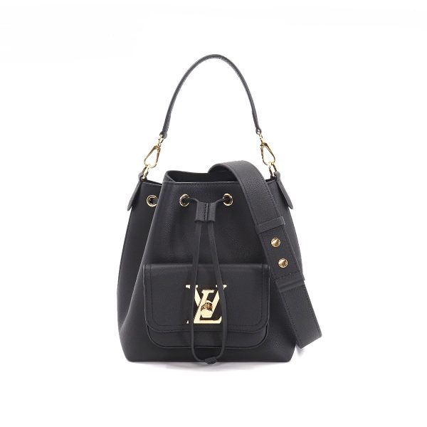 1 Louis Vuitton Lock Me Bucket Leather Black 2way Shoulder Bag