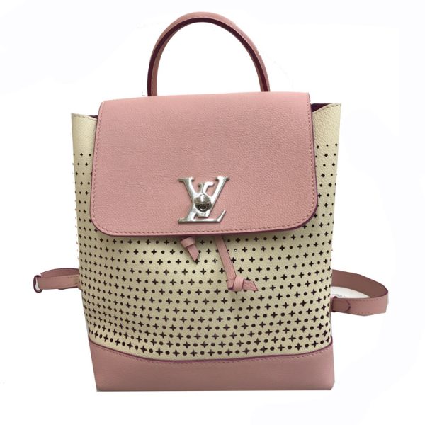 1 Louis Vuitton Backpack Lock Me Rucksack Daypack Leather Pink Ivory Shoulder Bag