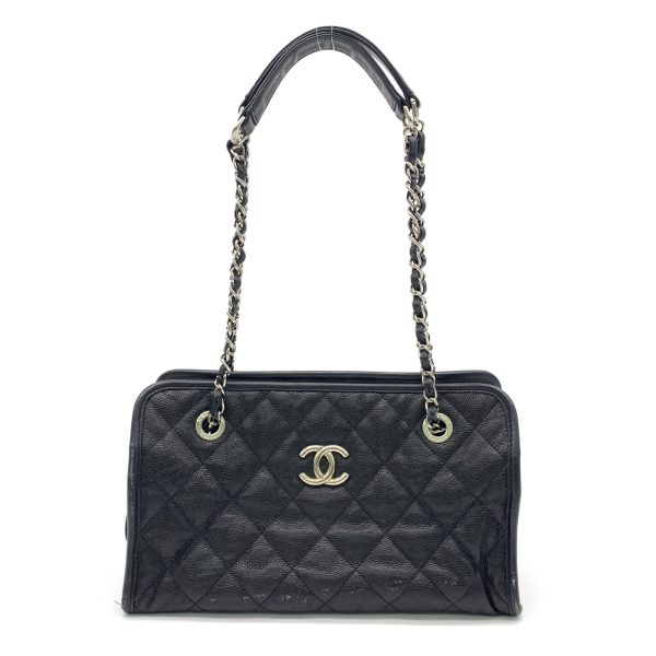 1 Chanel Chain Shoulder Caviar Skin Black Shoulder Bag